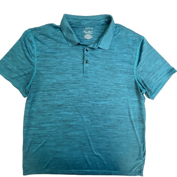 Apt. 9 Mens XXL Premier Flex Performance Polo Shirt Teal Space Dye Short Sleeve - Picture 2 of 7